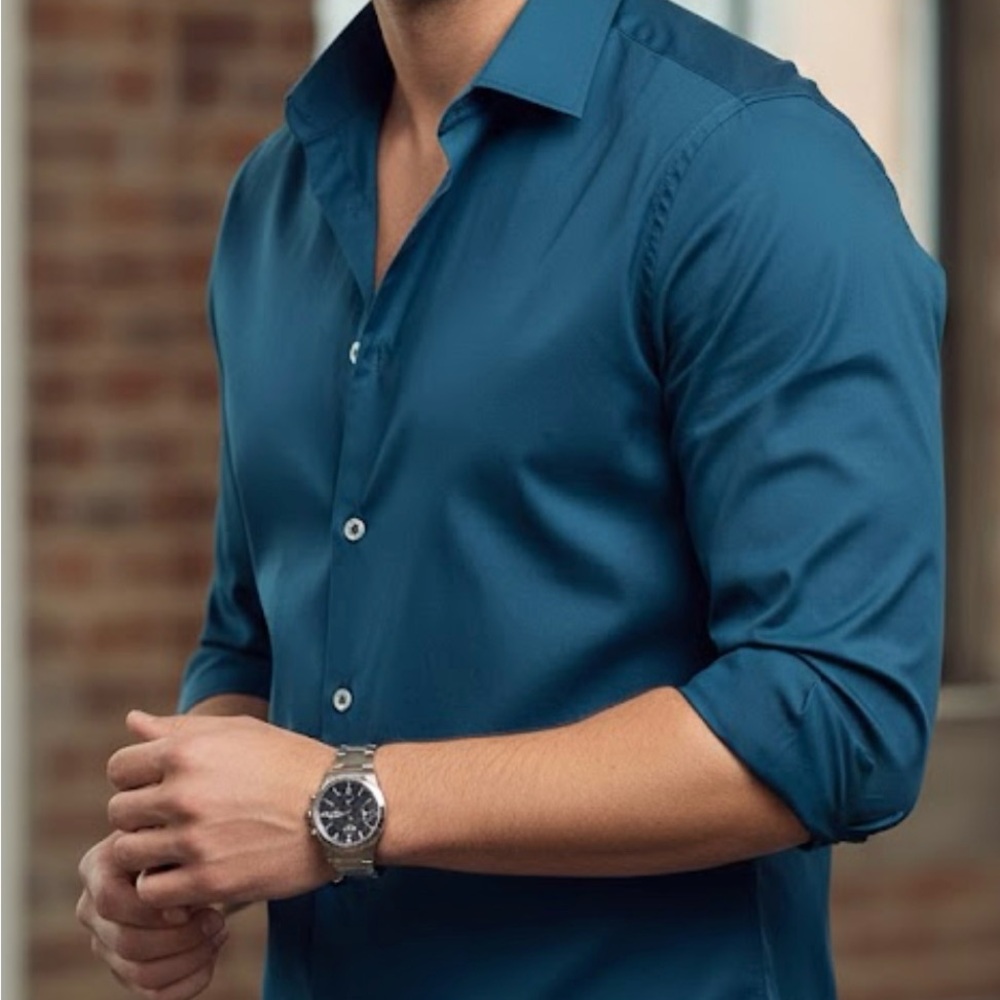 Men's Blue teal Button Down Shirt